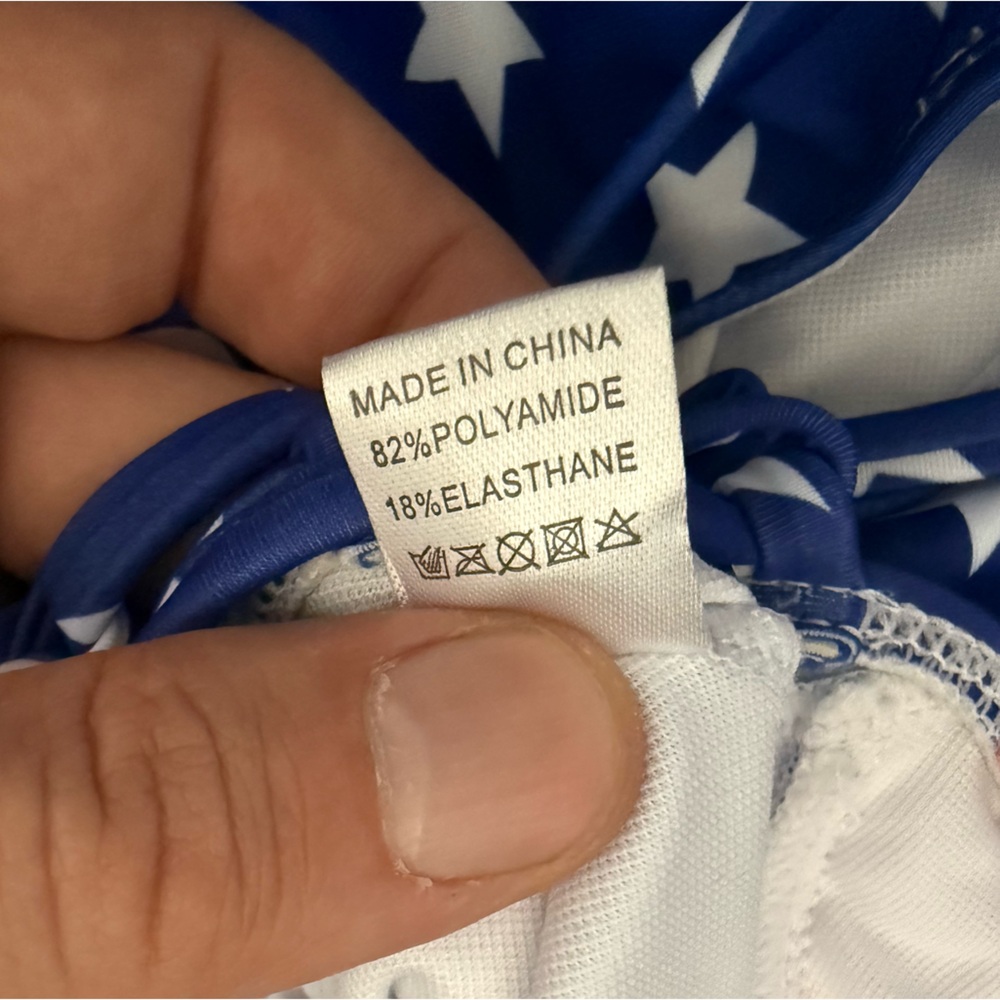 NWOT American Flag Plunge Strappy One Piece Swimsuit - Picture 12 of 14